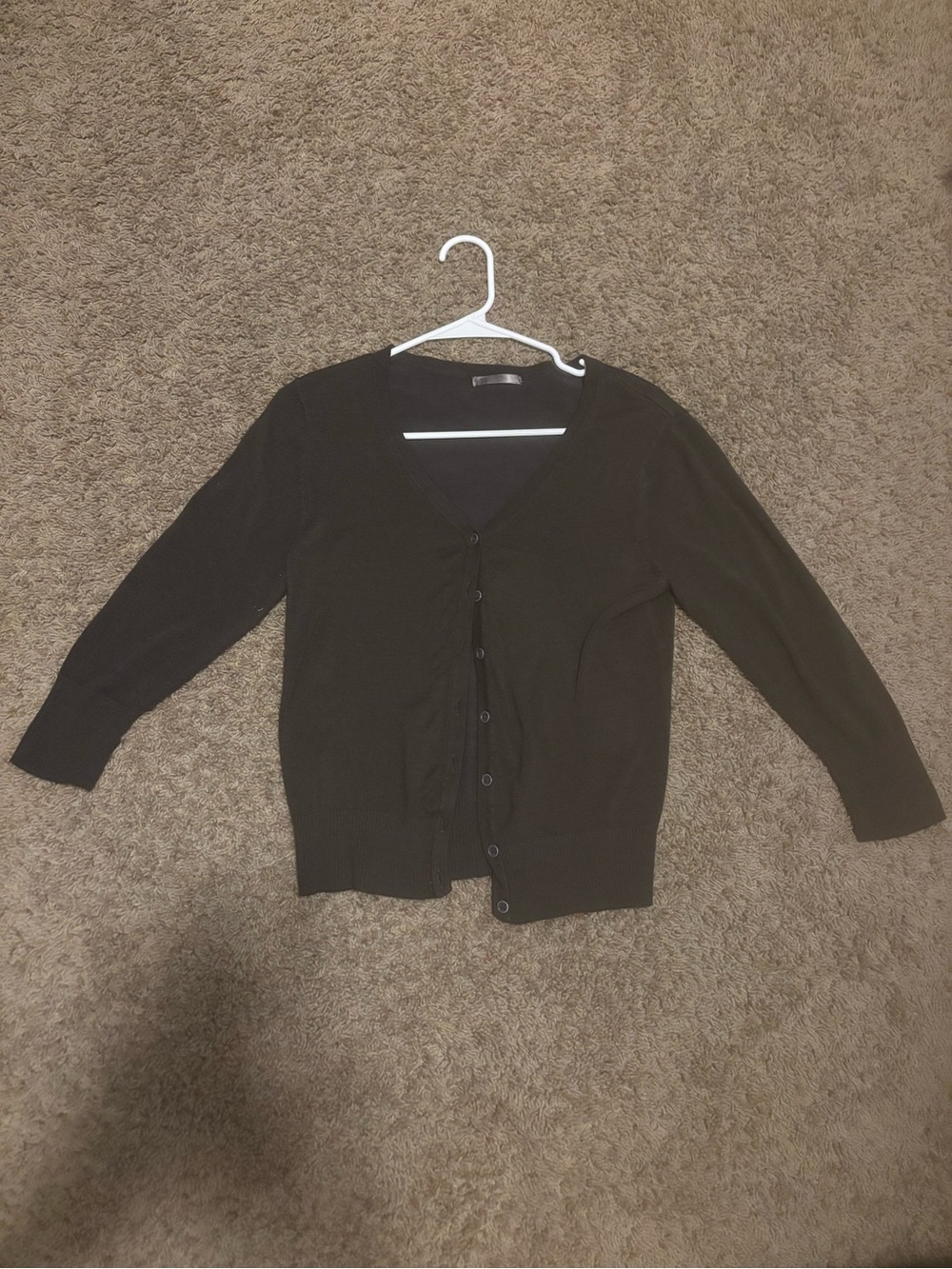 Classic V-Neck Button Cardigan Sweater - Olive